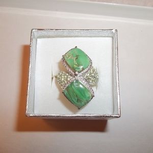NWT Sterling Silver Green Peridot Bypass Ring Sz 7